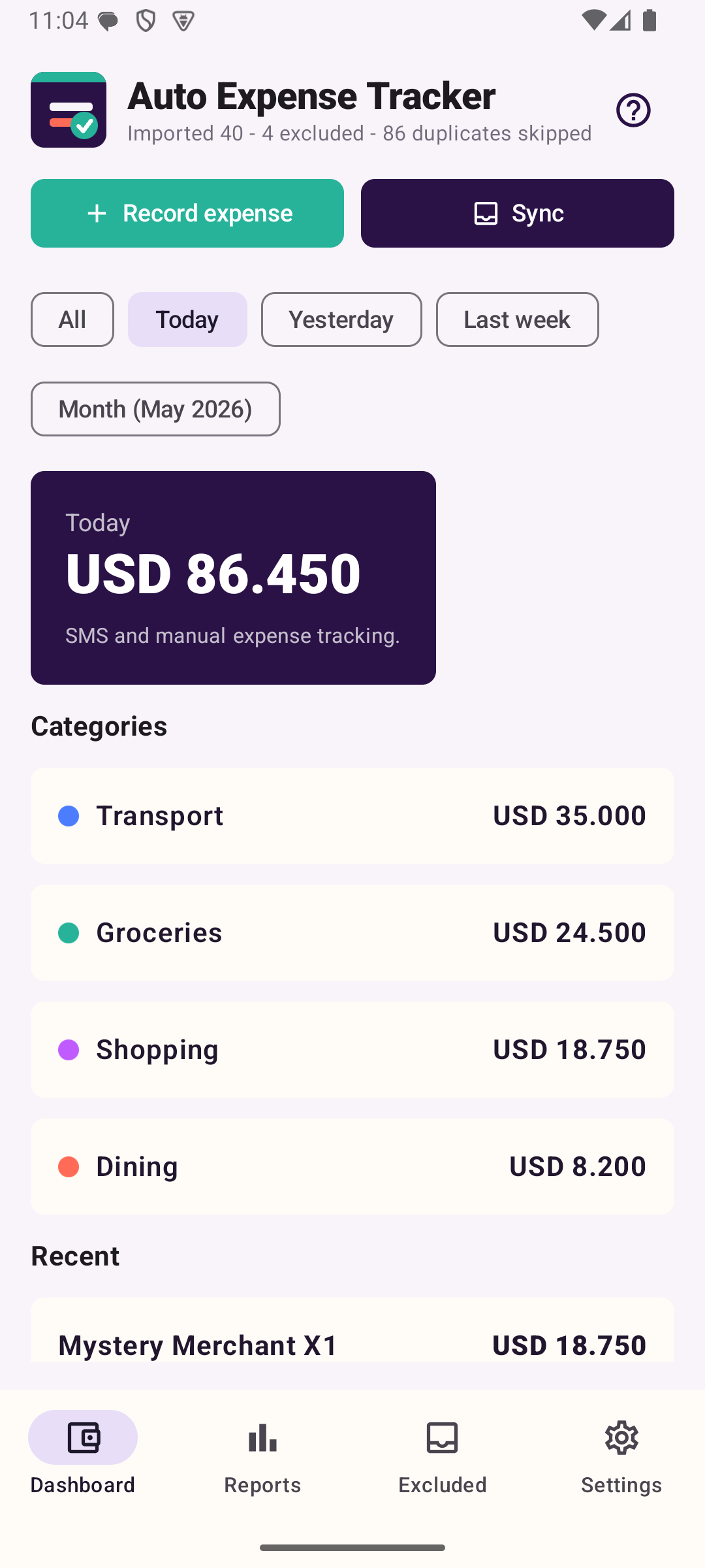 Dashboard screenshot