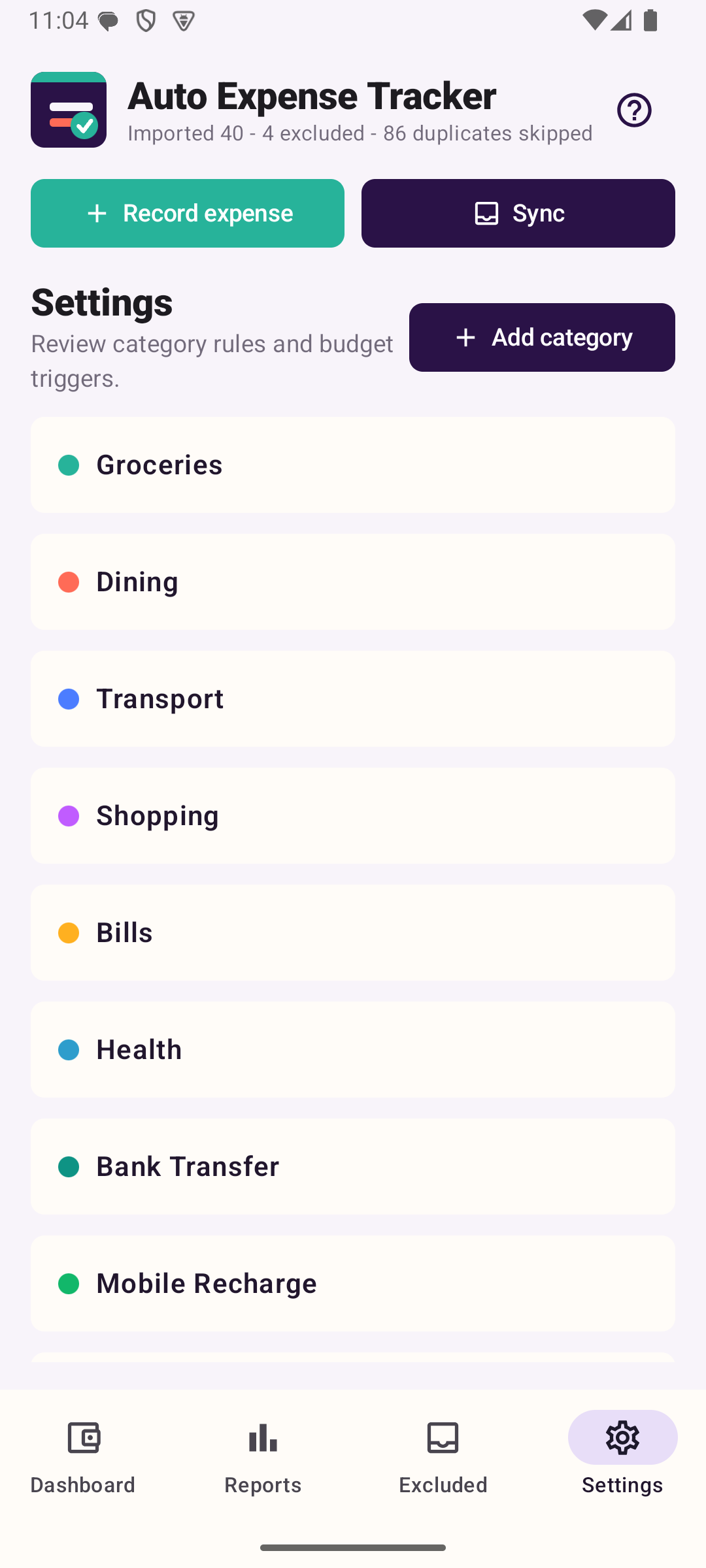 Settings screenshot
